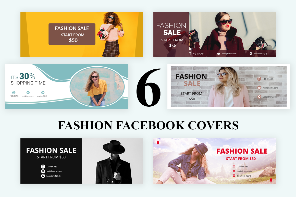 6 Fashion Facebook Covers, a Social Media Template by Creatricks