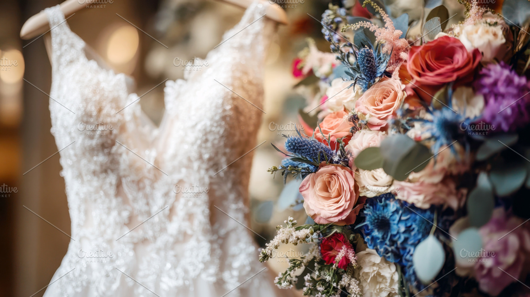 Floral elegant bridal dress, a Photo by Beautiful things