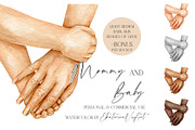 Watercolor Mommy & Baby Hands Print, an Illustration by EkaterinaViArt (Thumbnail 1 of 5)