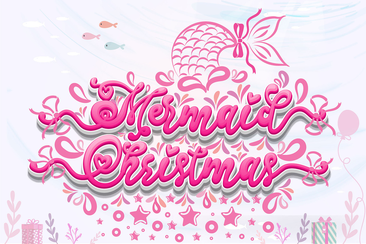 Mermaid Christmas Font, a Handwritten Font by Nobu Collections (Photo 1 of 6)