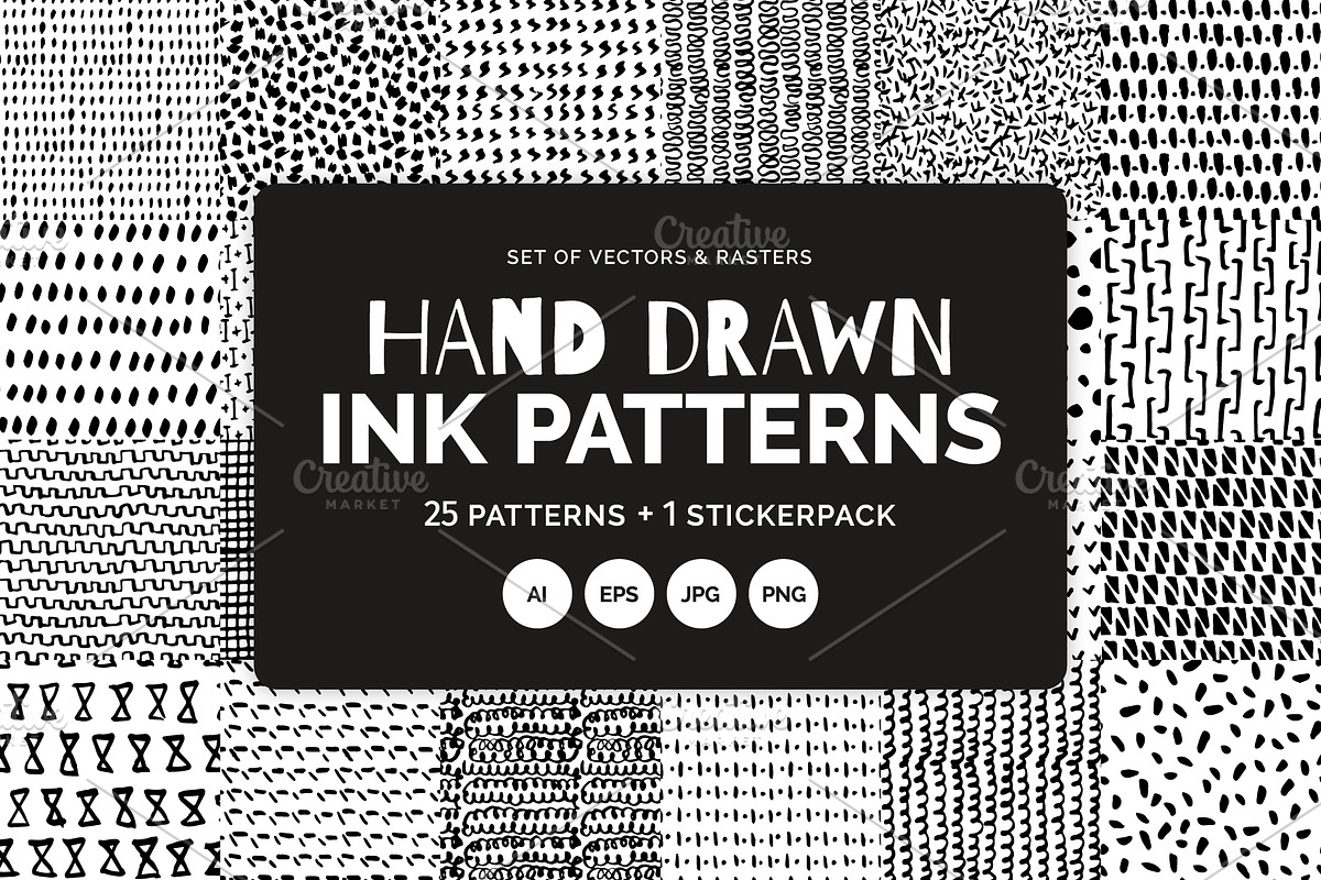 Hand Drawn Ink Patterns, a Pattern Graphic by 35lab (Photo 1 of 9)