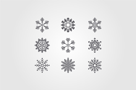 snowflake winter set of black snow, a Branding & Logo Template by PrastHF