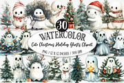 Cute Christmas Holiday Ghosts PNG, an Illustration by Designking (Thumbnail 1 of 5)