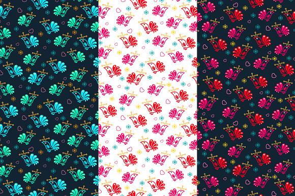 Vector Floral Birds Seamless Pattern