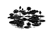Lotus Pond Silhouette SVG Bundle, an Illustration by yasushie (Thumbnail 6 of 31)