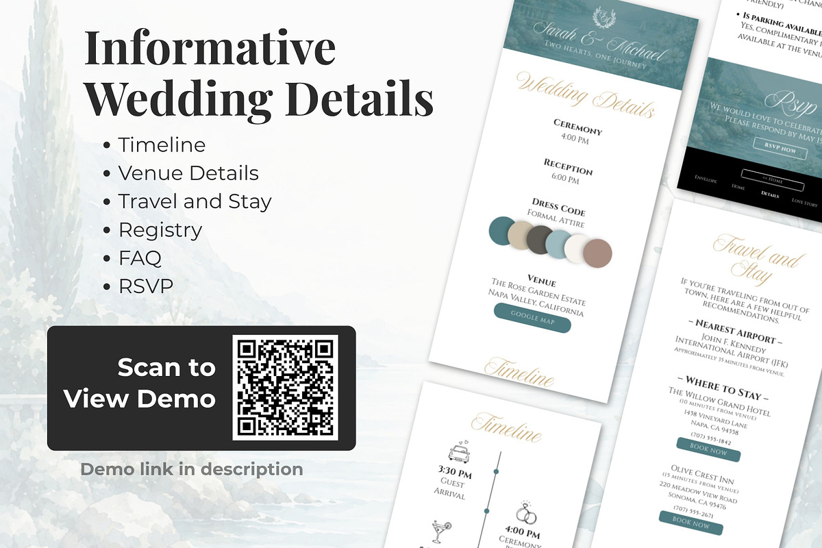 Teal Blue Wedding Website Invitation, a Landing Page Template by Everyday Perfection (Photo 3 of 12)