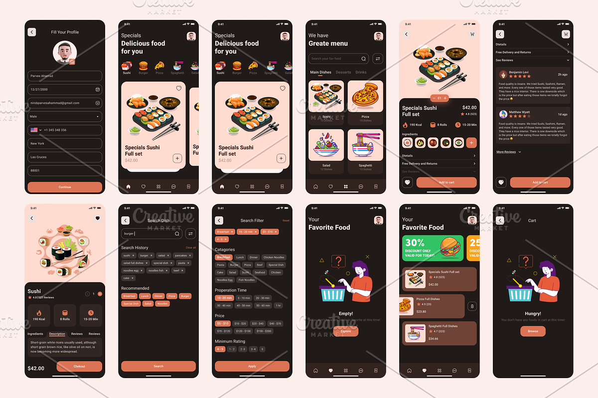 Food Delivery Mobile UI Kit, a Templates & Theme by Ace UI/UX (Photo 6 of 8)