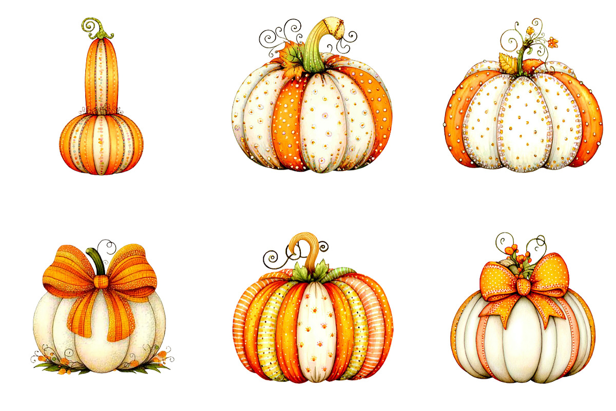 Watercolor Pumpkin Clipart Set, a Seasonal Illustration by CreationArt (Photo 4 of 5)