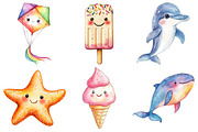 Kawaii Doodle Summer Clipart, an Illustration by Pixels.Craft (Thumbnail 2 of 7)
