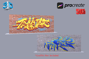 3D Model Graffiti Wall For Procreate