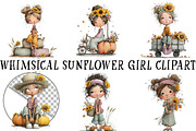 Whimsical Sunflower Girl Clipart, a Seasonal Illustration by OK Design (Thumbnail 2 of 6)