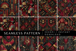 12 Crimson Opulence Seamless Pattern, a Pattern Graphic by Inknfolly