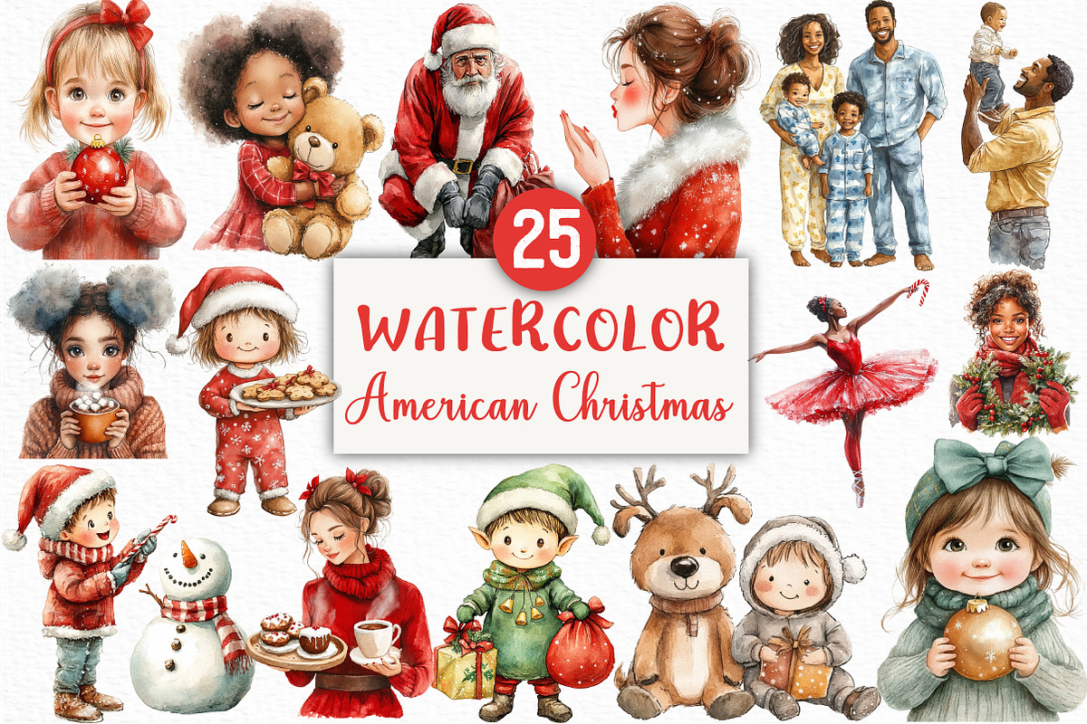 African American Christmas Clipart, an Illustration by Craft Nest (Photo 1 of 6)