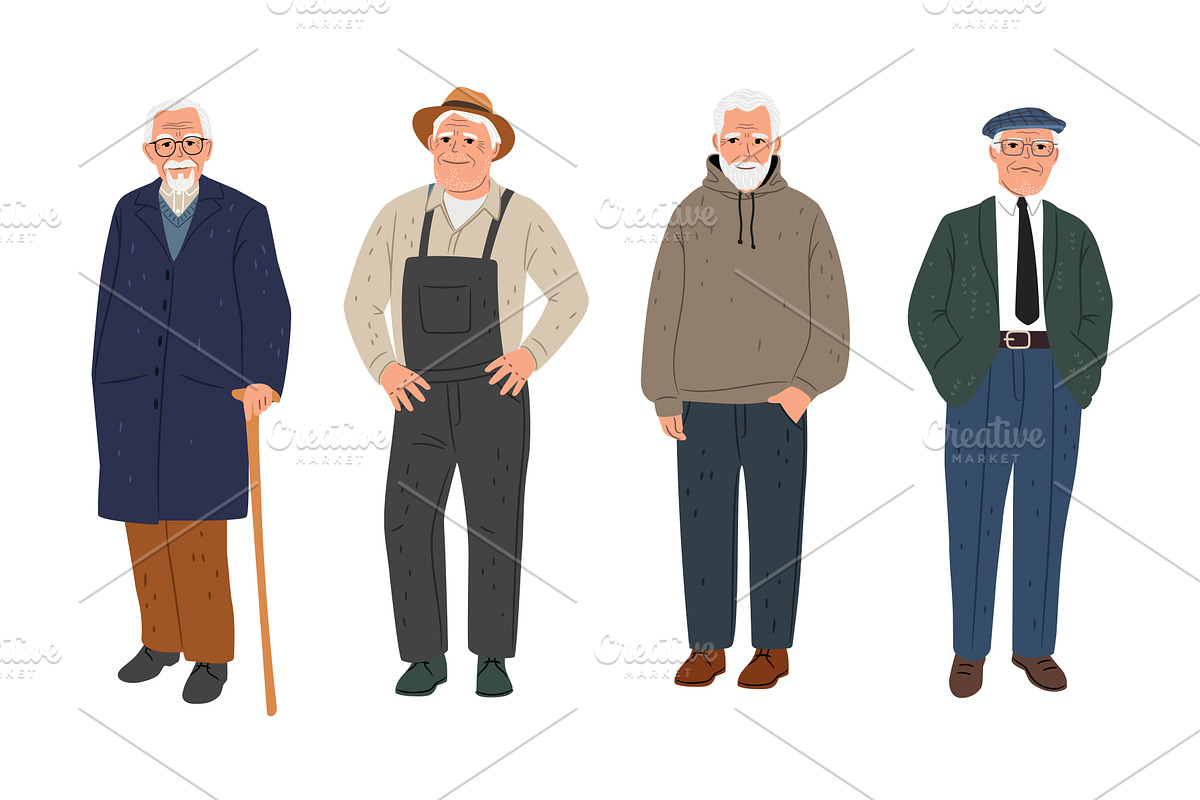 Set of elderly different men, a Person Illustration by Stock-Smart-Start