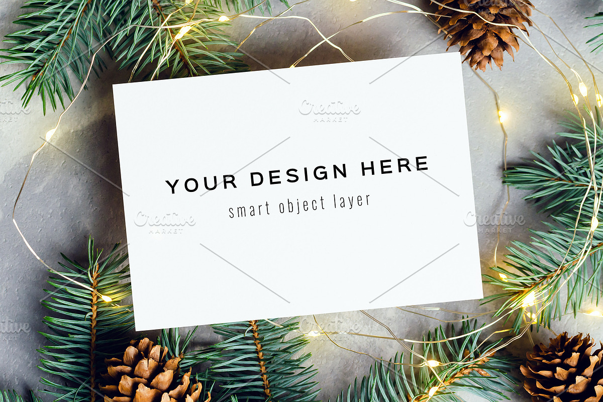 Christmas Greeting Card Mockup, a Product Mockup by nika-vera