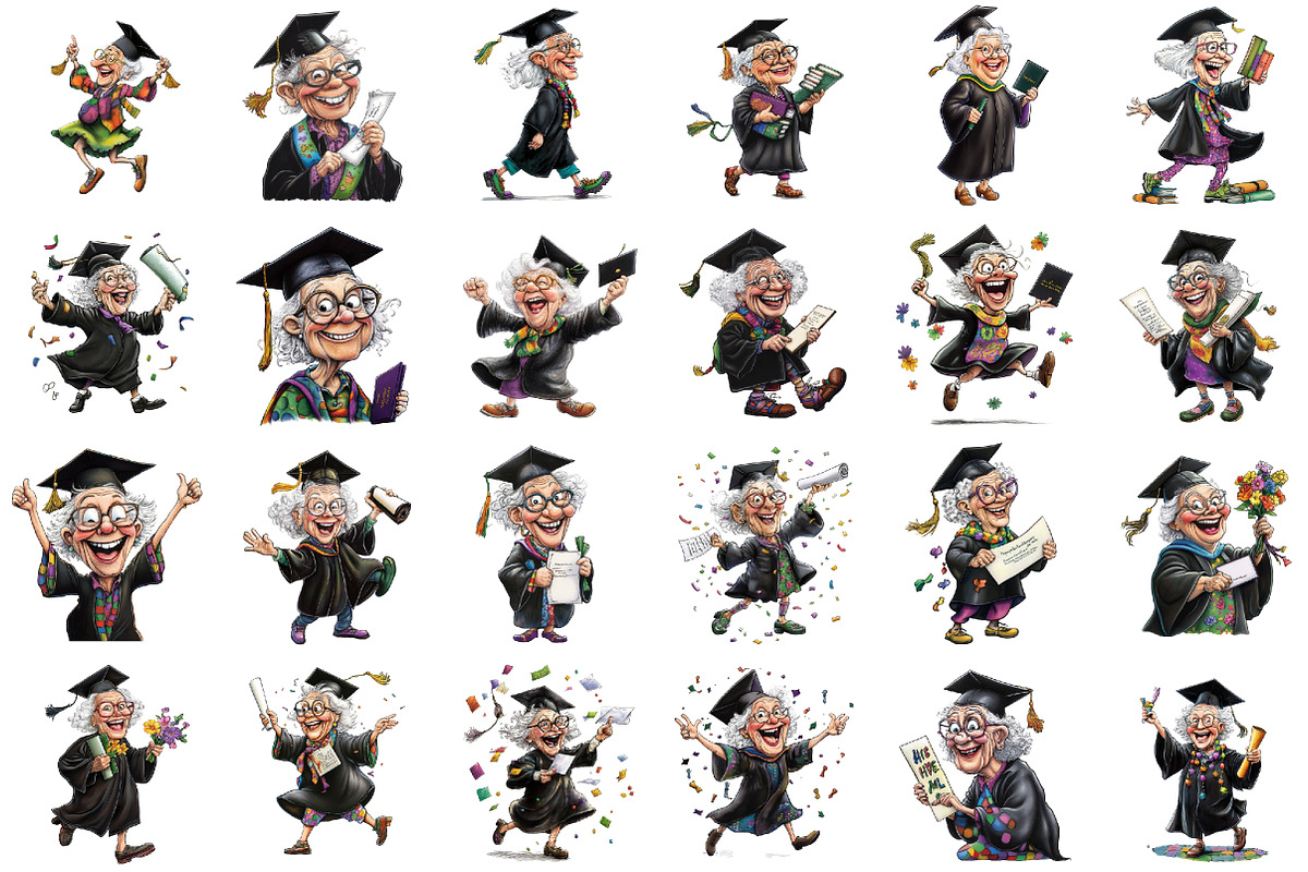 Whimsical Graduation Grandma Clipart, an Illustration by designcity5 (Photo 2 of 5)