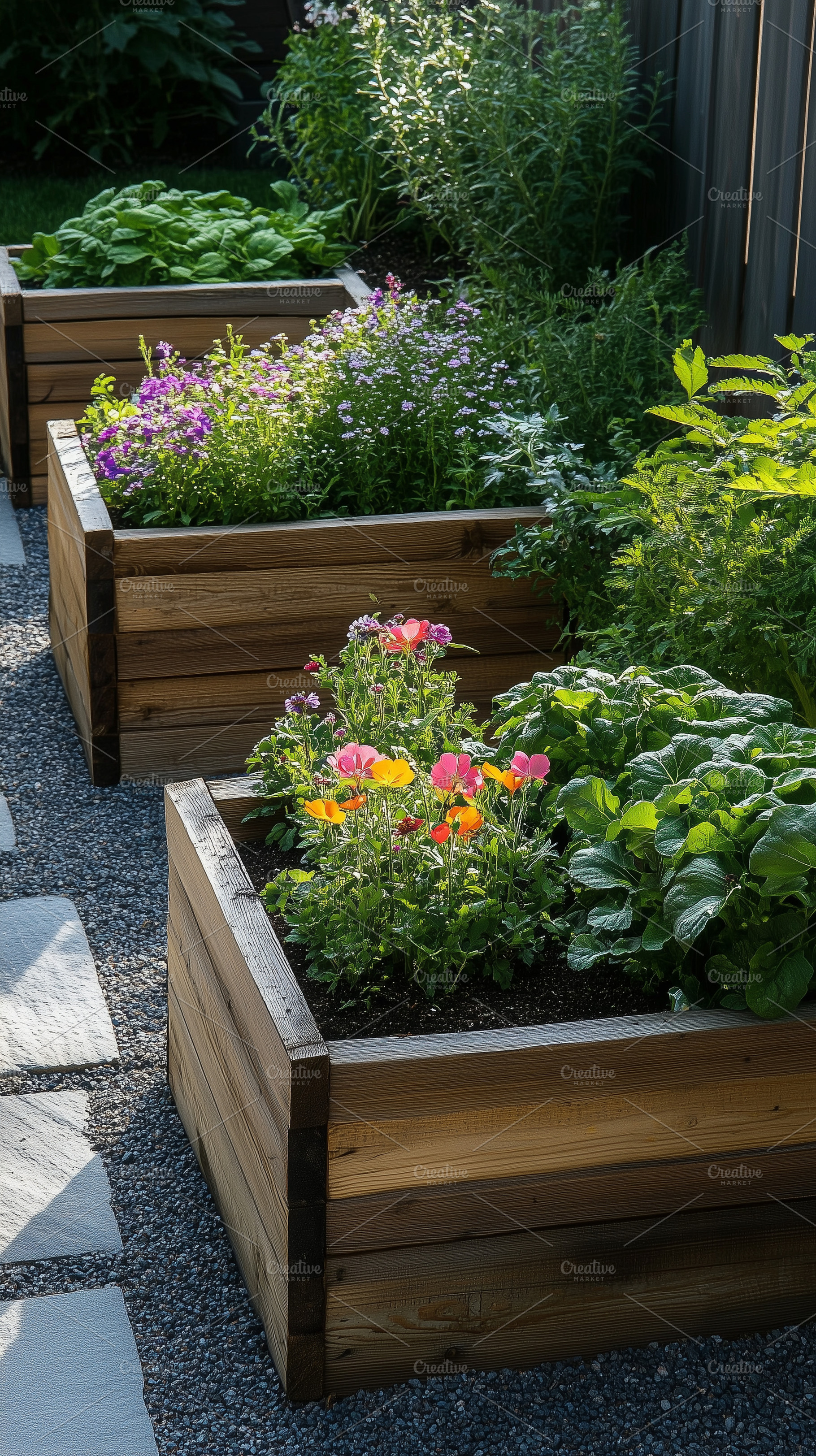 Beautiful raised wooden garden beds, a Nature Photo by MistyDay
