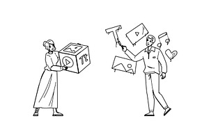 social content marketing vector, a Technology Illustration by pikepicture