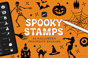 Spooky Stamps Procreate Brushes, a Brush Add-On by AngelfishCreative