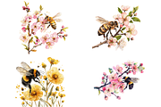 Watercolor Spring Bees and Flowers, an Animal Illustration by Mash Mash Stickers (Thumbnail 6 of 9)