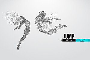 Silhouettes of a jumping people