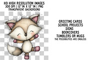 Watercolor Fox with Emotion Clipart, an Illustration by Craft Nest (Thumbnail 5 of 6)