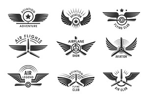 Avia badges. Pilot logotypes with, a Graphic by Onyx