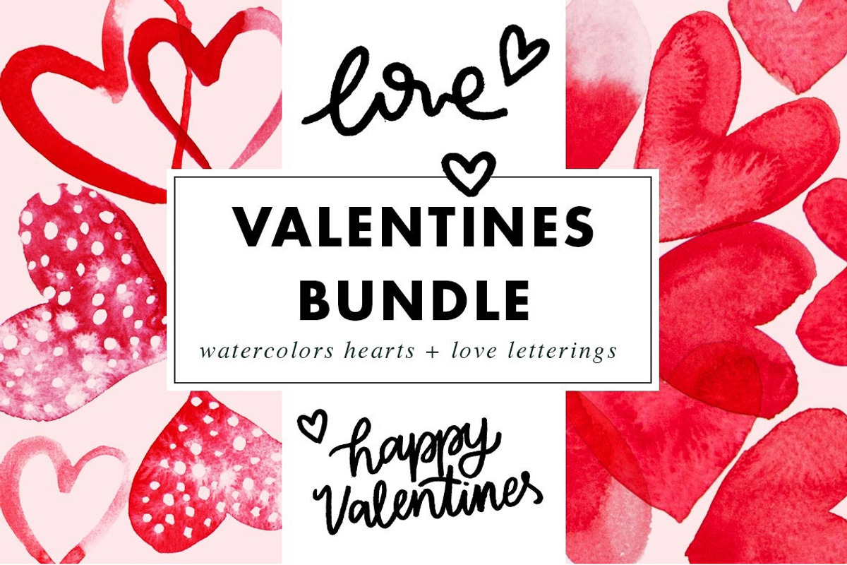 Valentines Bundle Hearts & Lettering, an Object Graphic by Heartmade by Claudia (Photo 1 of 11)