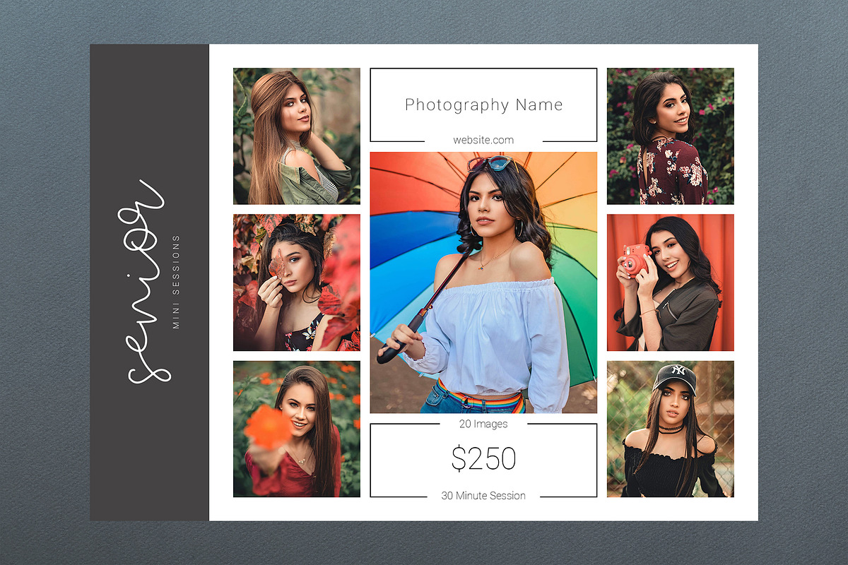 Senior Session Template PSD, a Flyer Template by Two Flamingos Shop