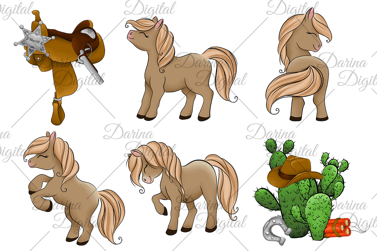 Cowboy clipart, an Illustration by DarinaDigital (Photo 3 of 5)