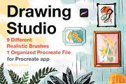 Realistic brushes for Procreate, a Brush Add-On by Maria Summer (Thumbnail 1 of 8)