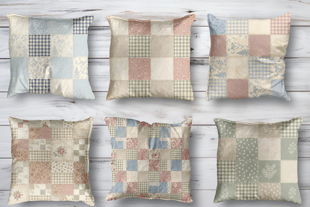 Vintage Cottage Quilt Digital Paper, a Pattern Graphic by LA Design (Photo 6 of 10)