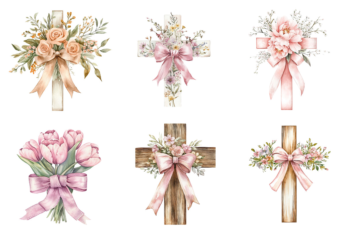 Spring Floral Cross Coquette, a Seasonal Illustration by DreamArtGraphic (Photo 4 of 4)