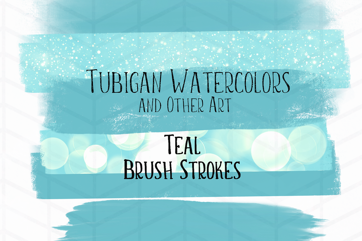12 Brush Strokes - 6 Teal and 6 Rose, a Texture Illustration by Tubigan Art (Photo 1 of 7)