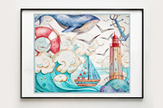 Watercolor nautical illustration set, a Transportation Illustration by Aquarellka (Thumbnail 8 of 10)