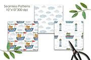Watercolor Boat seamless patterns., a Decorative Illustration by Kira Konoshenko (Thumbnail 4 of 16)