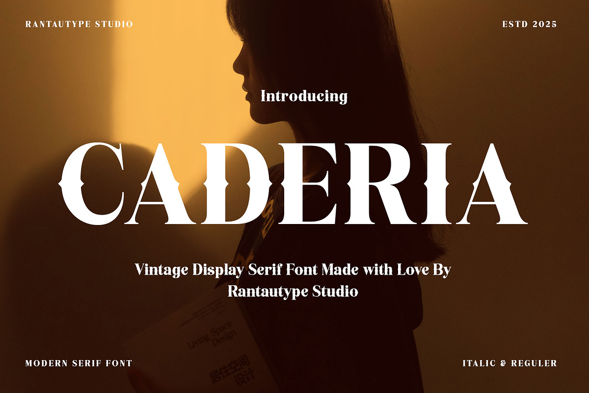 Caderia Vintage Display Serif Font, a Serif Font by RantautypeStudio (Photo 1 of 17)