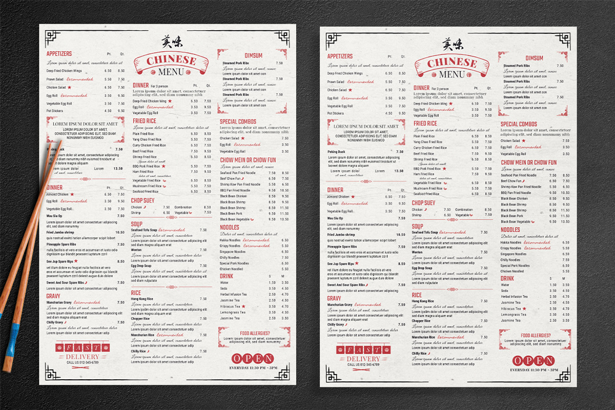 Chinese Restaurant Menu Template, a Flyer Template by BrandPacks (Photo 2 of 5)