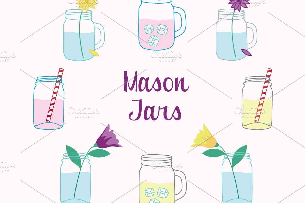 Mason Jars Clipart Vector Set, a Food Illustration by Digital Sugar (Photo 1 of 3)