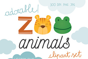Cute Wild animals Illustration set