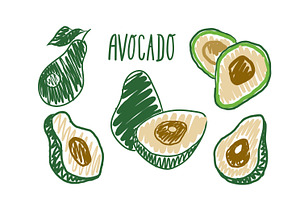 Avocado illustrations, a Food Illustration by Anada Arty