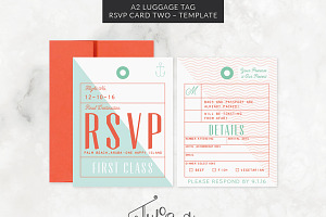 A2 Luggage Tag RSVP Card Template