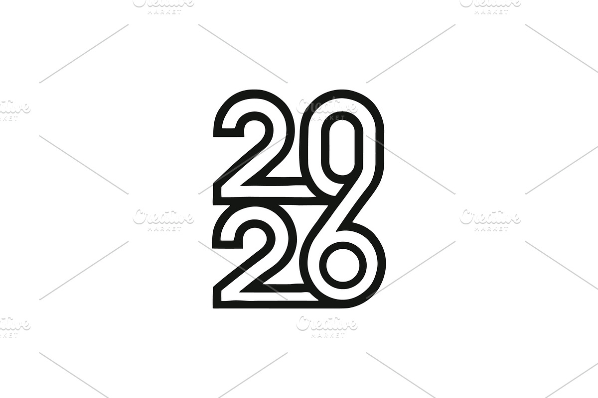 2026 Number Typography Vector Set, a Work Illustration by Vectorium Studio (Photo 16 of 20)