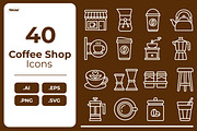 Coffee Shop Icon Set, an Outline Icon by Tekuni (Thumbnail 1 of 9)
