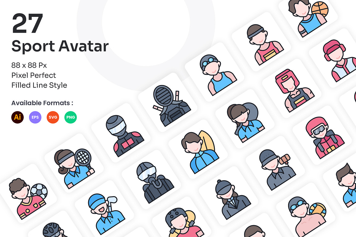 Sport Avatar Icons Set - Filled Line, an Icon by Kmg Design (Photo 1 of 2)