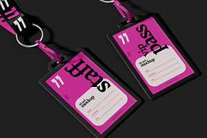 Two Hanging ID Cards Mockup