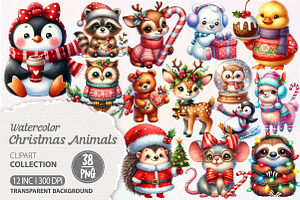 Christmas Cute Animals Clipart PNG, an Illustration by Dream Creation