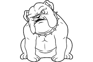 Grumpy Bulldog Cartoon Character, an Illustration by HitToon