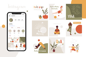 Kids Yoga Vector Illustration Set