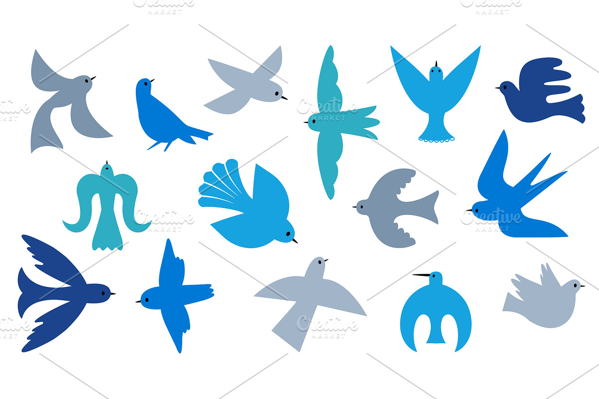 Simple birds silhouettes. Modern art, an Animal Illustration by Valerie Bodnar